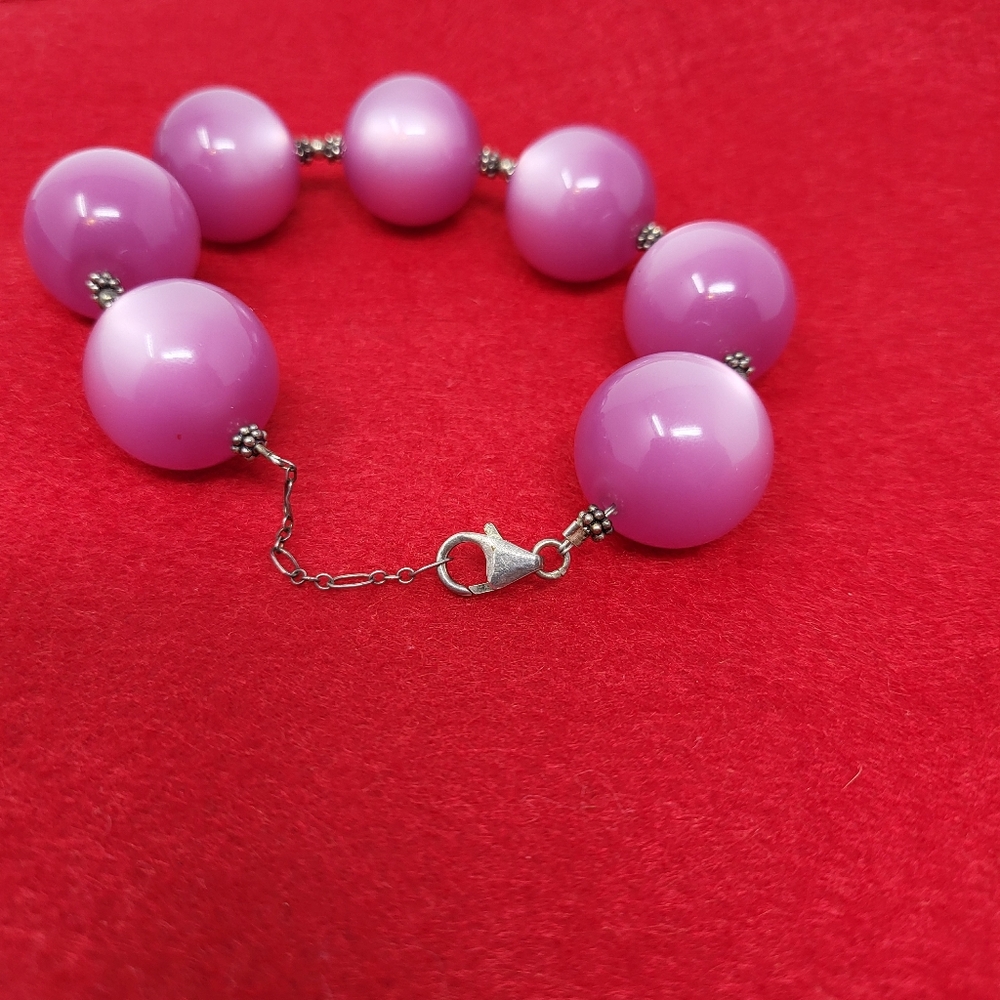 Stunning Sterling and Lucite Vintage Moonglow Bracelet